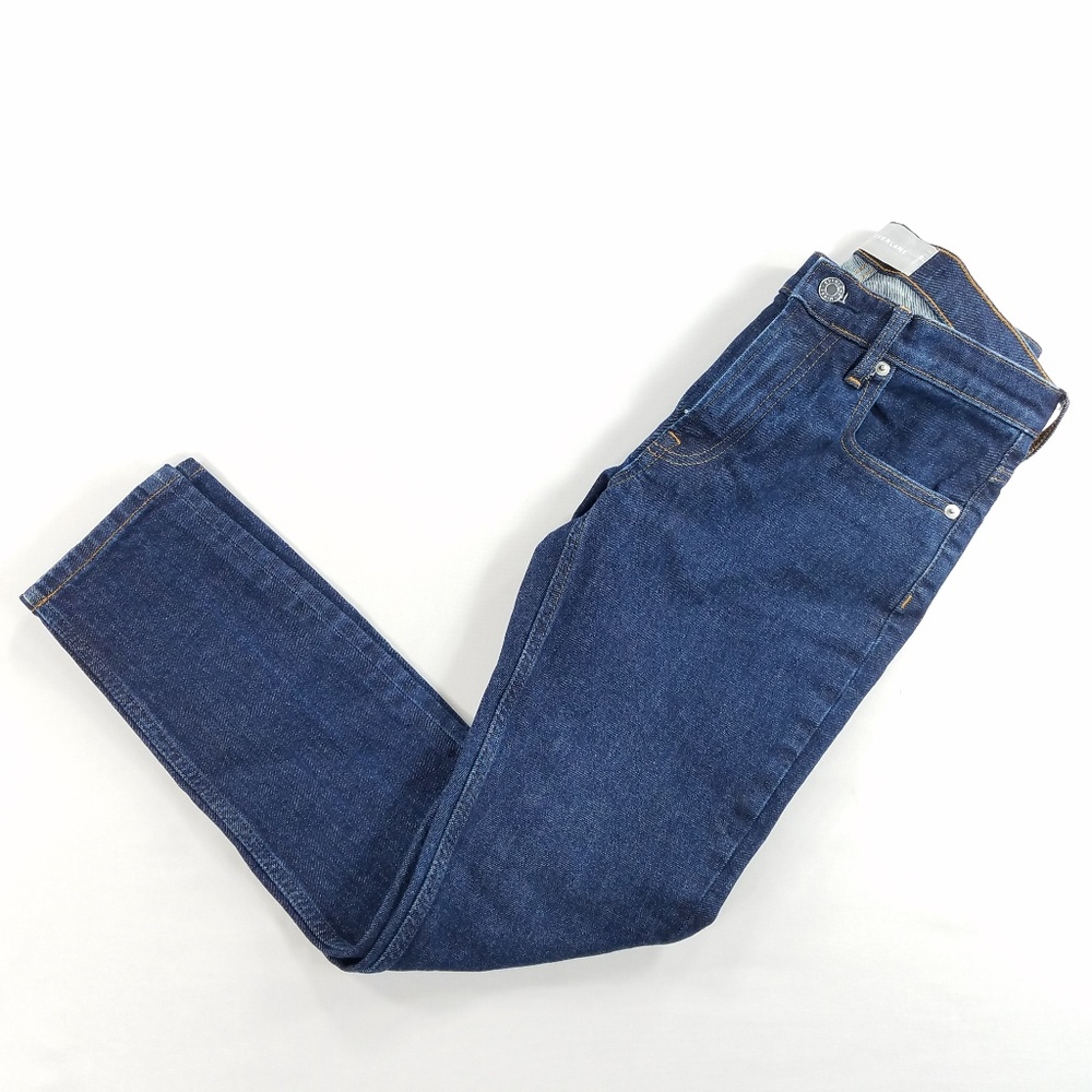 Everlane Blue Jeans Stretchy Dk Denim Mid-Rise Skinny Ankle Pants 27R (28x27) - Picture 13 of 14